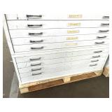 MSRP $12,000 – (3) Mayline/Safco Flat File Storage System, 15 Drawer Oversize Blueprint Map Cabinet Set, Heavy Duty Steel Drafting Files For Engineers Print Shops - See Pics For Exterior Condition *