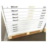 MSRP $12,000 – (3) Mayline/Safco Flat File Storage System, 15 Drawer Oversize Blueprint Map Cabinet Set, Heavy Duty Steel Drafting Files For Engineers Print Shops - See Pics For Exterior Condition *