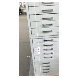 MSRP $12,000 – (3) Mayline/Safco Flat File Storage System, 15 Drawer Oversize Blueprint Map Cabinet Set, Heavy Duty Steel Drafting Files For Engineers Print Shops - See Pics For Exterior Condition *