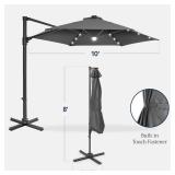 360 LED Rotating Cantilever Offset Patio Umbrella - 10ft, Gray