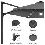 360 LED Rotating Cantilever Offset Patio Umbrella - 10ft, Gray
