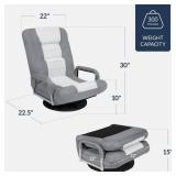 Gaming Floor Chair w/ 360-Degree Swivel, Armrest, Adjustable Backrest, Gray/White