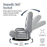 Gaming Floor Chair w/ 360-Degree Swivel, Armrest, Adjustable Backrest, Gray/White