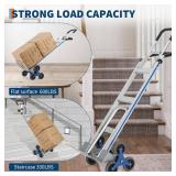 Garvee Aluminum Stair Climbing Cart 600 lbs Capacity Heavy-Duty Stair Climber Dual Handles TPR Wheels Extendable Base Plate Home & Warehouse Use