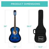 Beginner Acoustic Guitar Set w/ Case, Strap, Extra Strings - 38in, BlueBurst