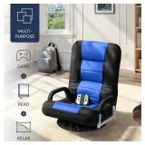 Gaming Floor Chair w/ 360-Degree Swivel, Armrest, Adjustable Backrest, Black/Blue