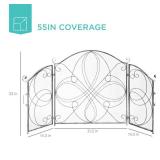 3-Panel Wrought Iron Metal Fireplace Screen Cover w/ Scroll Design - 55x33in, Pewter