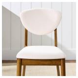 2-Piece Mid-Century Modern Wood &Upholstered Dining Chair Set, Walnut/Cream