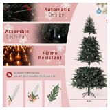 Garvee 6.5FT Prelit Christmas Tree, Pencil Christmas Tree with 300 Warm White Lights-8 Modes, Automatic Hinged Expansion, Foldable Metal Stand, Xmas Trees for Front Porch, Party, Office