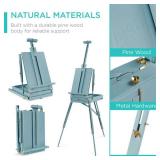 Art Easel for Painting, Portable Adjustable Tripod with 32-Piece Art Set, Blue