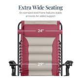 Oversized Padded Zero Gravity Chair, Folding Recliner w/ Headrest, Side Tray, Pink/Taupe