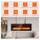 Garvee 50" Electric Fireplace, In-Wall/ Mounted, 3D Flames, 750/1500W, 5 Brightness Level Adjustment, For any room, Retail $229.99