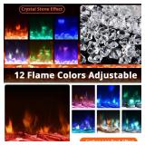 Garvee 50" Electric Fireplace, In-Wall/ Mounted, 3D Flames, 750/1500W, 5 Brightness Level Adjustment, For any room, Retail $229.99