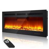 Garvee 50" Electric Fireplace, In-Wall/ Mounted, 3D Flames, 750/1500W, 5 Brightness Level Adjustment, For any room, Retail $229.99