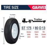 Garvee ST175/80D13 Trailer Tires, 2 Pack, Load Range C 6PLY, 13" White Spoke Rims 5 Lug on 4.5", Max Load 1360 LBS, Durable Bias-Ply All-Season Design for Utility & Boat Trailers, Retail $183.99