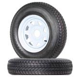 Garvee ST175/80D13 Trailer Tires, 2 Pack, Load Range C 6PLY, 13" White Spoke Rims 5 Lug on 4.5", Max Load 1360 LBS, Durable Bias-Ply All-Season Design for Utility & Boat Trailers, Retail $183.99
