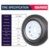Garvee ST175/80D13 Trailer Tires, 2 Pack, Load Range C 6PLY, 13" White Spoke Rims 5 Lug on 4.5", Max Load 1360 LBS, Durable Bias-Ply All-Season Design for Utility & Boat Trailers, Retail $183.99
