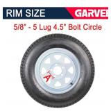 Garvee ST175/80D13 Trailer Tires, 2 Pack, Load Range C 6PLY, 13" White Spoke Rims 5 Lug on 4.5", Max Load 1360 LBS, Durable Bias-Ply All-Season Design for Utility & Boat Trailers, Retail $183.99