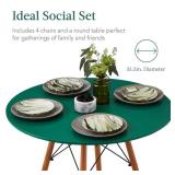 Mid-Century Modern Dining Table, Wooden Legs, Metal Frame, Dark Green/Walnut (Table Only)