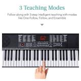 61-Key Beginners Electronic Keyboard Piano Set w/ 3 Modes, Microphone, Black, Retail $169.99