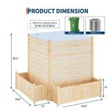 Garvee 33x40 Inch Outdoor Wood Privacy Fence Panels with Planter Box, Sturdy Freestanding Design, Weather-Resistant, 2-Panel AC Unit Screen for Yard, Patio & Pool