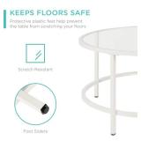 Round Tempered Glass Coffee Table w/ Steel Frame - 36in, White