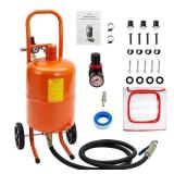 Garvee 5 Gallon Sand Blasting Machine, 60-110 Psi Pressure Air Sand Blasting Kit w/4 Ceramic Nozzles & Oil-Water Separator, Portable Abrasive Blaster for Stain Removal Paint, Orange