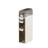 Garvee Slim Bathroom Cabinet with Wheels 4-Tier Waterproof Plastic Storage Toilet Paper Holder Compact Organizer for Small Spaces 7.1in Wide White