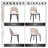 Garvee Upholstered Dining Chairs Set of 2, Modern Fabric Wooden Kitchen Chairs, Beige, High Back, Deep Seat for Restaurant Cafe