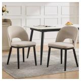 Garvee Upholstered Dining Chairs Set of 2, Modern Fabric Wooden Kitchen Chairs, Beige, High Back, Deep Seat for Restaurant Cafe