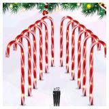 25" Christmas Candy Cane Lights, 72LED Outdoor Pathway Markers Lights Christmas Decor with Stakes, 12 pack
