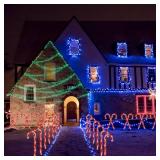 25" Christmas Candy Cane Lights, 72LED Outdoor Pathway Markers Lights Christmas Decor with Stakes, 12 pack