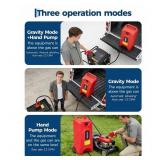 Garvee Upgraded 16 Gallon Gas Tank, Heavy-Duty Fuel Can with Manual Transfer Pump, 10FT Hose, and Casters, Leak-Proof Portable Gas Container for Lawn Mowers, Tractors, Boats, and Snow Blowers, Red