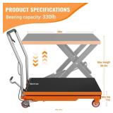 Garvee Single Scissor Lift Table, 330lbs Capacity 28.5" Lifting Height, Hydraulic Lift Table Cart with Locking Wheels and Non-Slip Pad, Hydraulic Scissor Cart for Material Handling and Transportation,