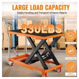 Garvee Single Scissor Lift Table, 330lbs Capacity 28.5" Lifting Height, Hydraulic Lift Table Cart with Locking Wheels and Non-Slip Pad, Hydraulic Scissor Cart for Material Handling and Transportation,