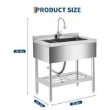 Garvee 20"D X 36"W X 35.5"H Stainless Steel Utility Sink Freestanding Commercial Sink Adjustable Leg Hot and Cold Faucet Large Laundry Tub Kitchen Garage Bathroom Outdoor, Retail $299.99