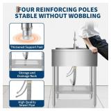 Garvee 20"D X 36"W X 35.5"H Stainless Steel Utility Sink Freestanding Commercial Sink Adjustable Leg Hot and Cold Faucet Large Laundry Tub Kitchen Garage Bathroom Outdoor, Retail $299.99
