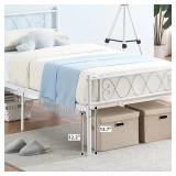 Garvee White Metal Twin Bed Frame with Headboard and Footboard for Girls and Boys, Twin Size Platform Bed Frame with Iron-Art Sweet Heart, No Box Spring Needed, Easy Assembly