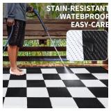 Garvee Outdoor Rug Patio 9x18 Reversible Waterproof Lightweight Plastic Straw Foldable with Carry Bag and Stakes for Picnic Beach