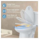 Garvee Senfot Smart Bidet Toilet Seat - Dual Spray Nozzles, Heated Seat, Slow-Close Lid, LED Nightlight, Retail $156.99