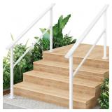 Garvee Handrails for Outdoor Steps, 4-5 Step Handrail, Metal Porch Railing, Black Wrought Iron, 56"x36"