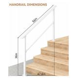 Garvee Handrails for Outdoor Steps, 4-5 Step Handrail, Metal Porch Railing, Black Wrought Iron, 56"x36"