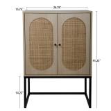 Allen 2 Door high cabinet, rattan, Built-in adjustable shelf, Easy Assembly, Free Standing Cabinet for Living Room Bedroom