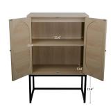 Allen 2 Door high cabinet, rattan, Built-in adjustable shelf, Easy Assembly, Free Standing Cabinet for Living Room Bedroom