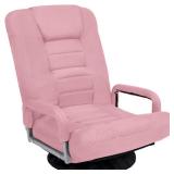 Gaming Floor Chair w/ 360-Degree Swivel, Armrest, Adjustable Backrest, Pink
