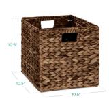 Set of 5 Collapsible Hyacinth Storage Baskets w/ Inserts - 10.5x10.5in