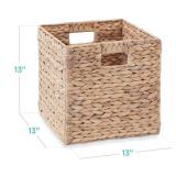Set of 5 Collapsible Hyacinth Storage Baskets w/ Inserts - 10.5x10.5in, Neutral