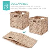 Set of 5 Collapsible Hyacinth Storage Baskets w/ Inserts - 10.5x10.5in, Neutral