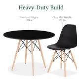 4-Piece Compact Mid-Century Modern Set of 4 Chairs, Wooden Legs - Black/Oak (Chairs Only)