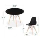 4-Piece Compact Mid-Century Modern Set of 4 Chairs, Wooden Legs - Black/Oak (Chairs Only)